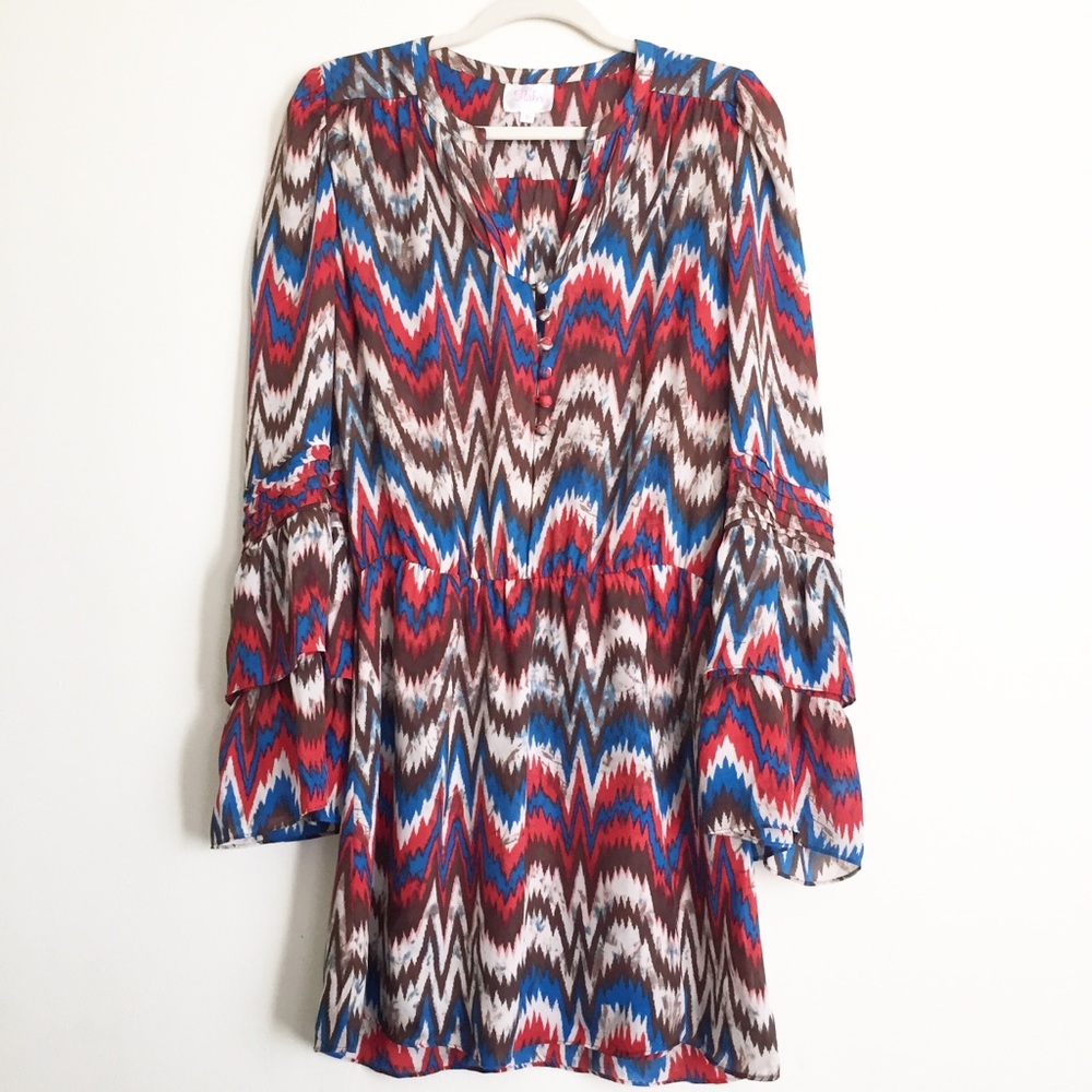 Parker | Aztec Bell Sleeve Mini Dress